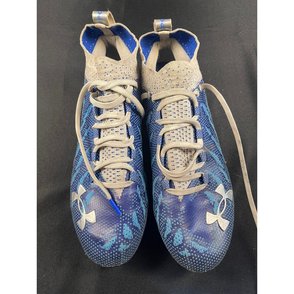 Under Armour Spotlight Lux MC Blue Silver Football Cleats 3022654-400 Mens 10.5